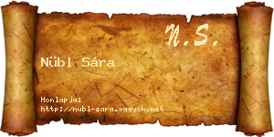 Nübl Sára névjegykártya
